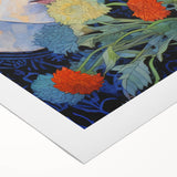 Electric Wall Art: Red-Haired Woman with Flowers Vibrant Art Print