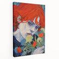Electric Wall Art: Red-Haired Woman with Flowers Vibrant Art Print