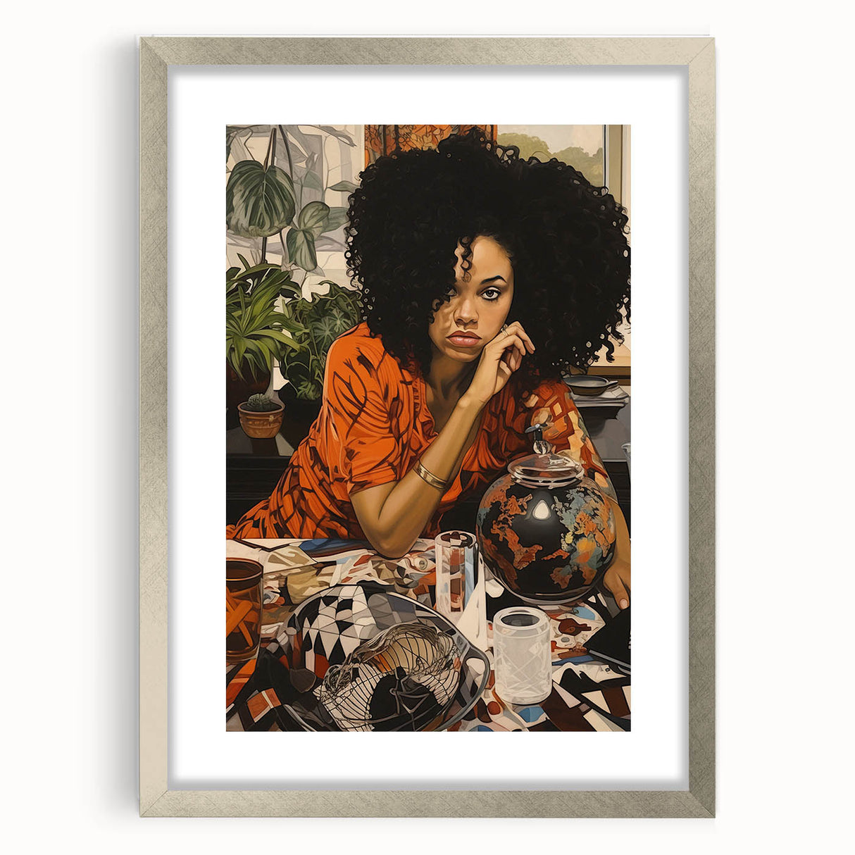Vibrant Electric Wall Art – Bold Electric Painting of Thoughtful Figure
