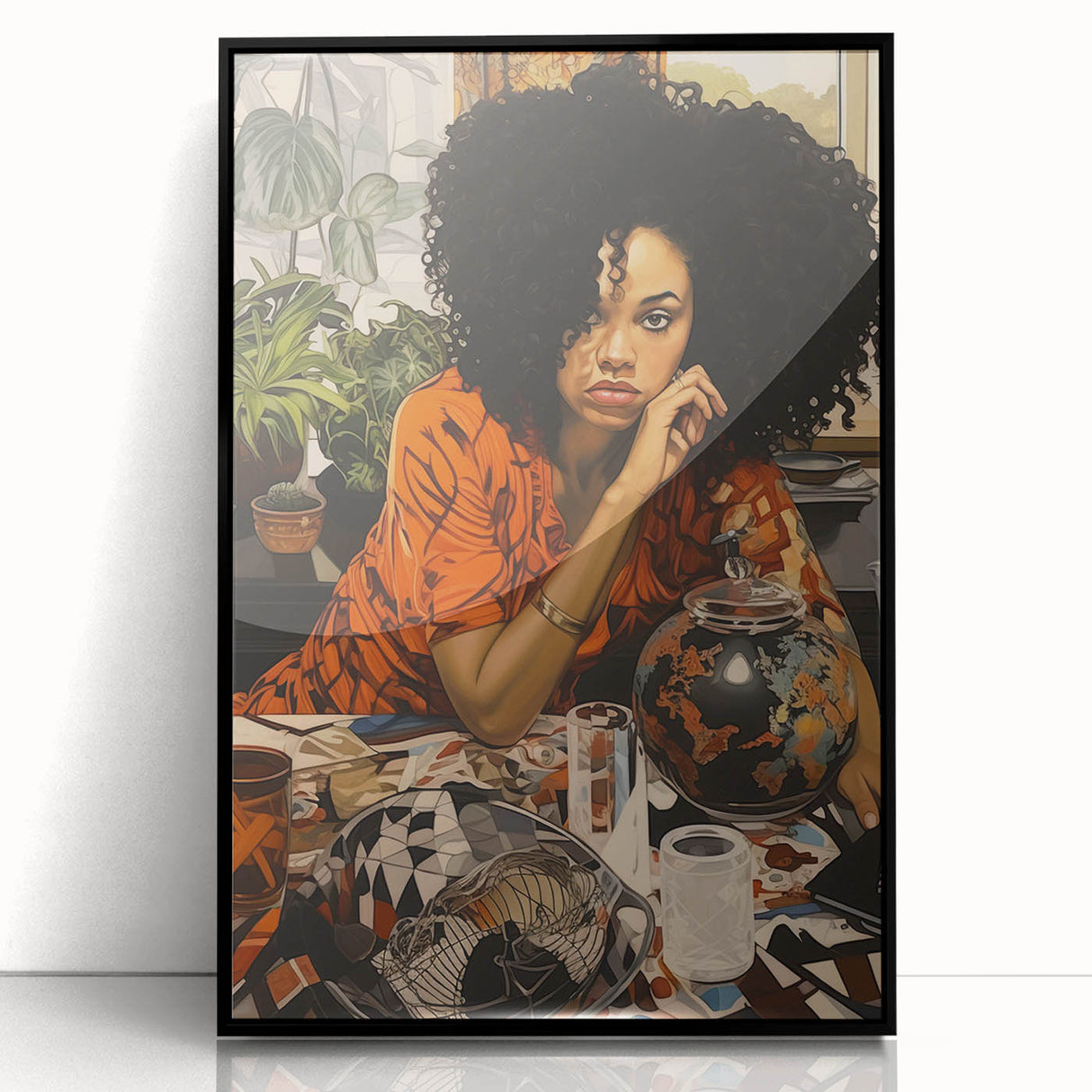 Vibrant Electric Wall Art – Bold Electric Painting of Thoughtful Figure