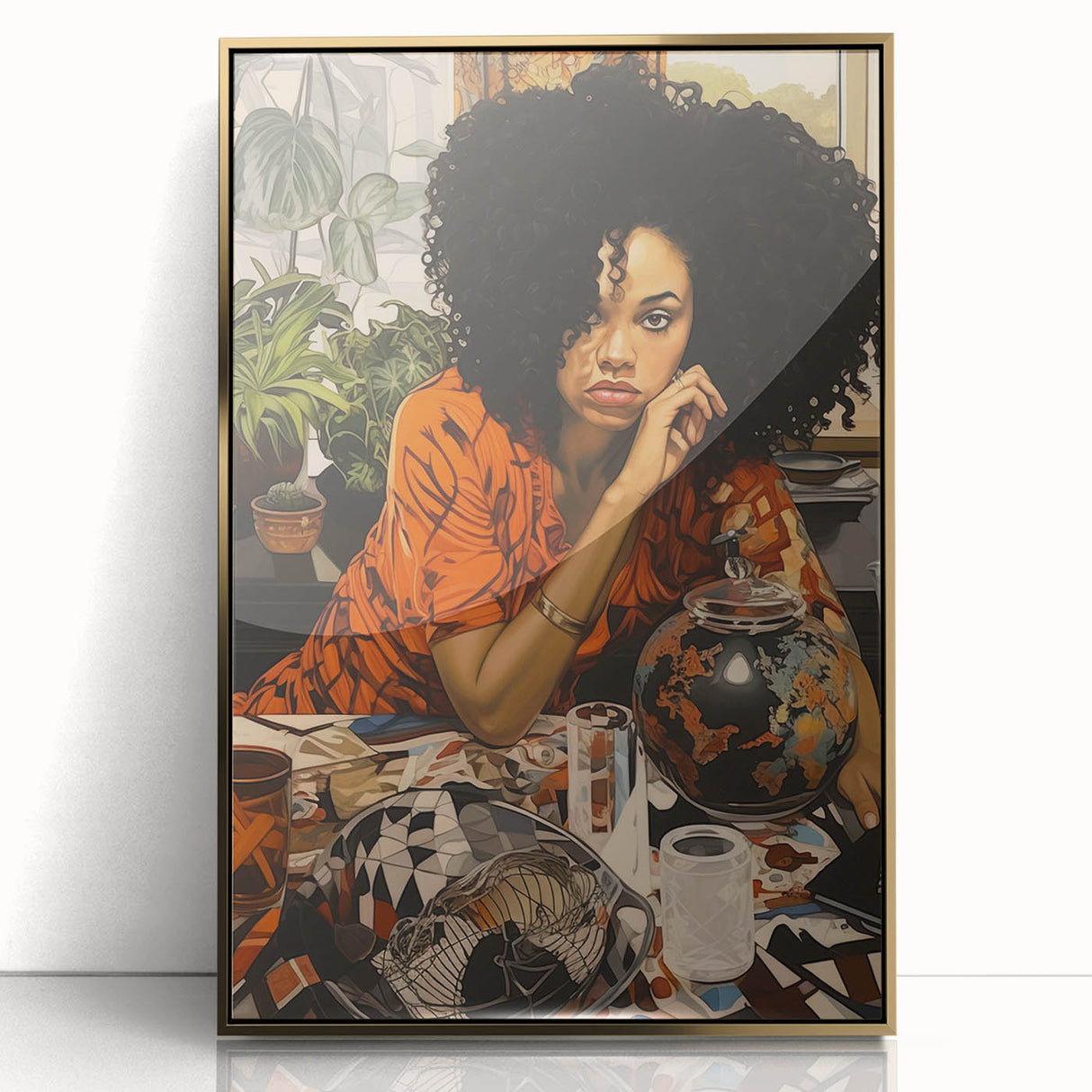 Vibrant Electric Wall Art – Bold Electric Painting of Thoughtful Figure
