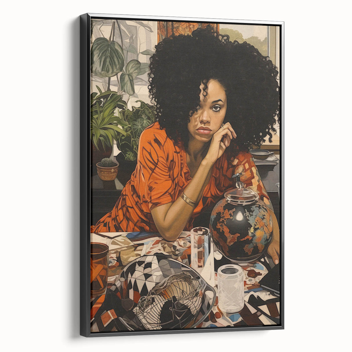 Vibrant Electric Wall Art – Bold Electric Painting of Thoughtful Figure