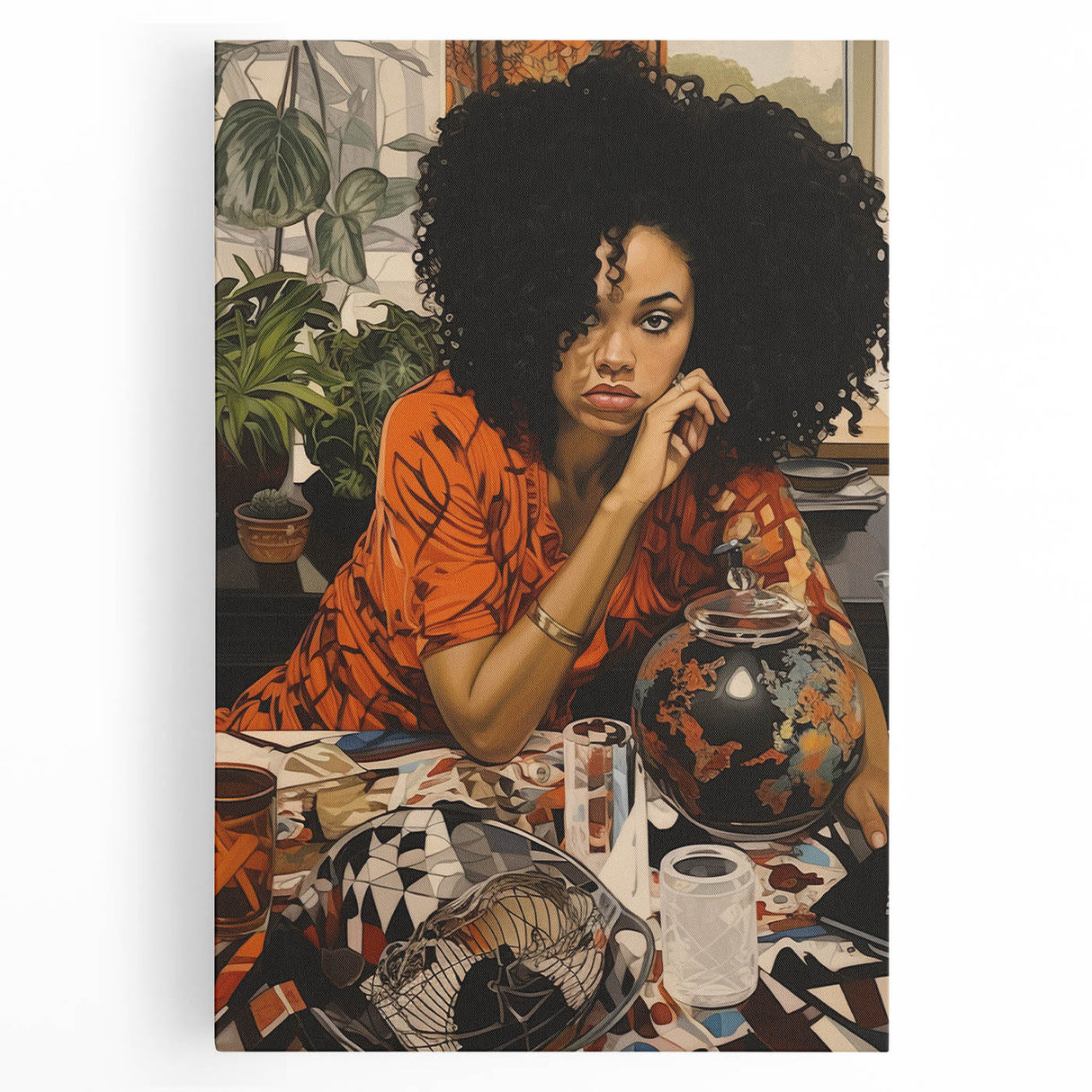 Vibrant Electric Wall Art – Bold Electric Painting of Thoughtful Figure