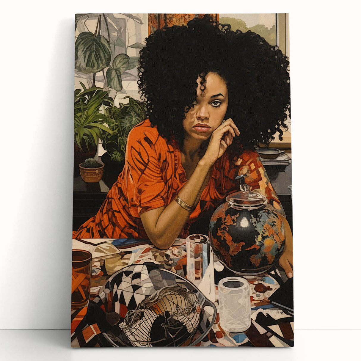 Vibrant Electric Wall Art – Bold Electric Painting of Thoughtful Figure