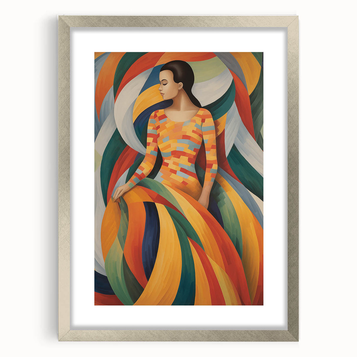 Electric Wall Art – Vibrant Abstract Painting of Colorful Flowing Figures