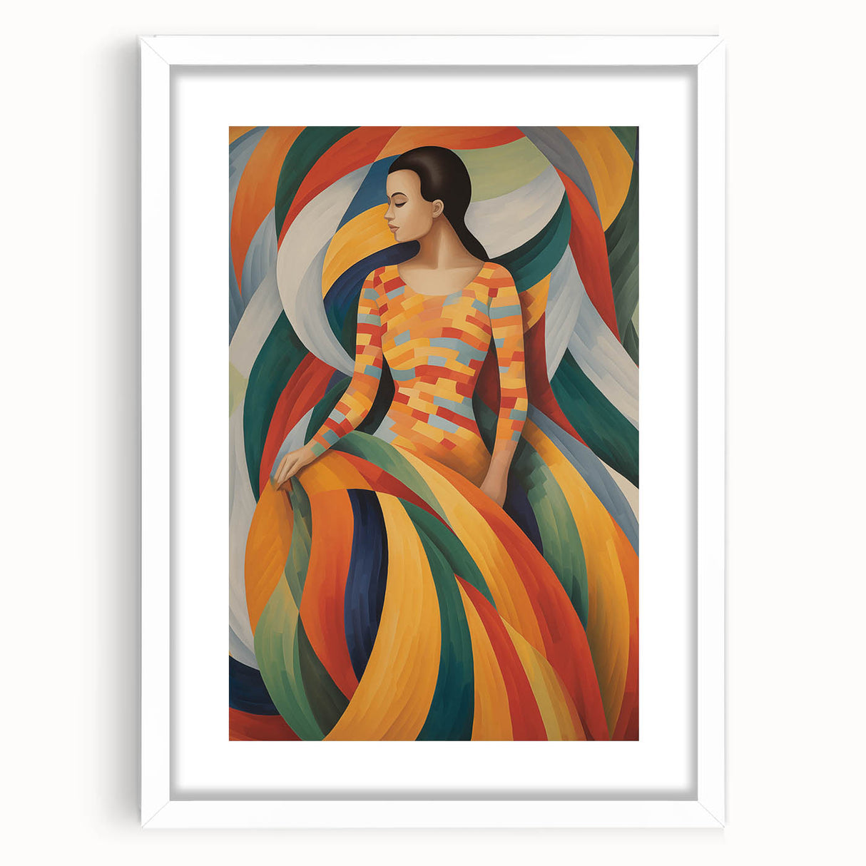 Electric Wall Art – Vibrant Abstract Painting of Colorful Flowing Figures