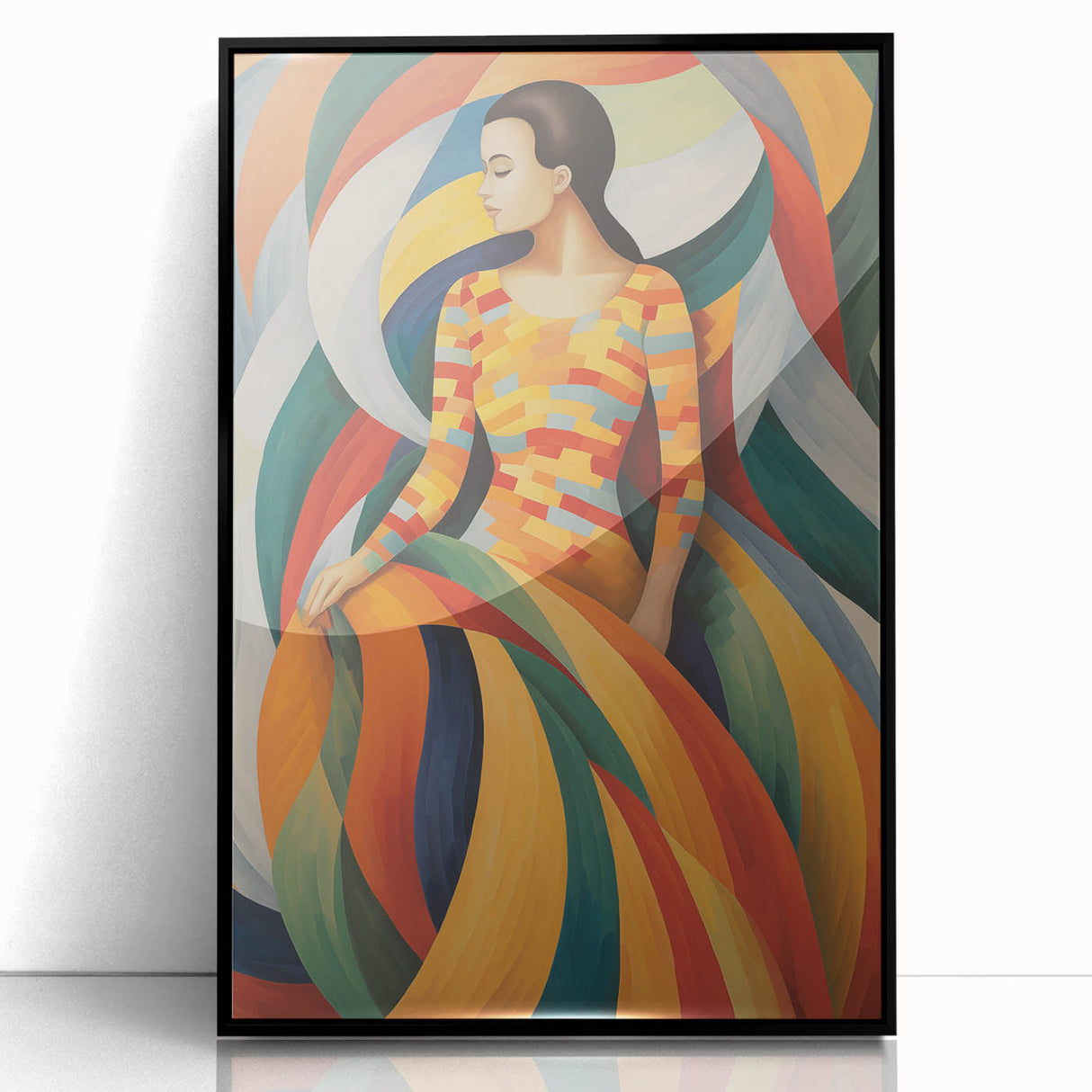 Electric Wall Art – Vibrant Abstract Painting of Colorful Flowing Figures