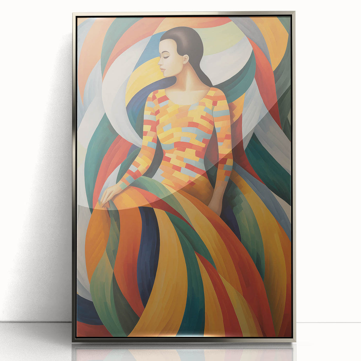 Electric Wall Art – Vibrant Abstract Painting of Colorful Flowing Figures