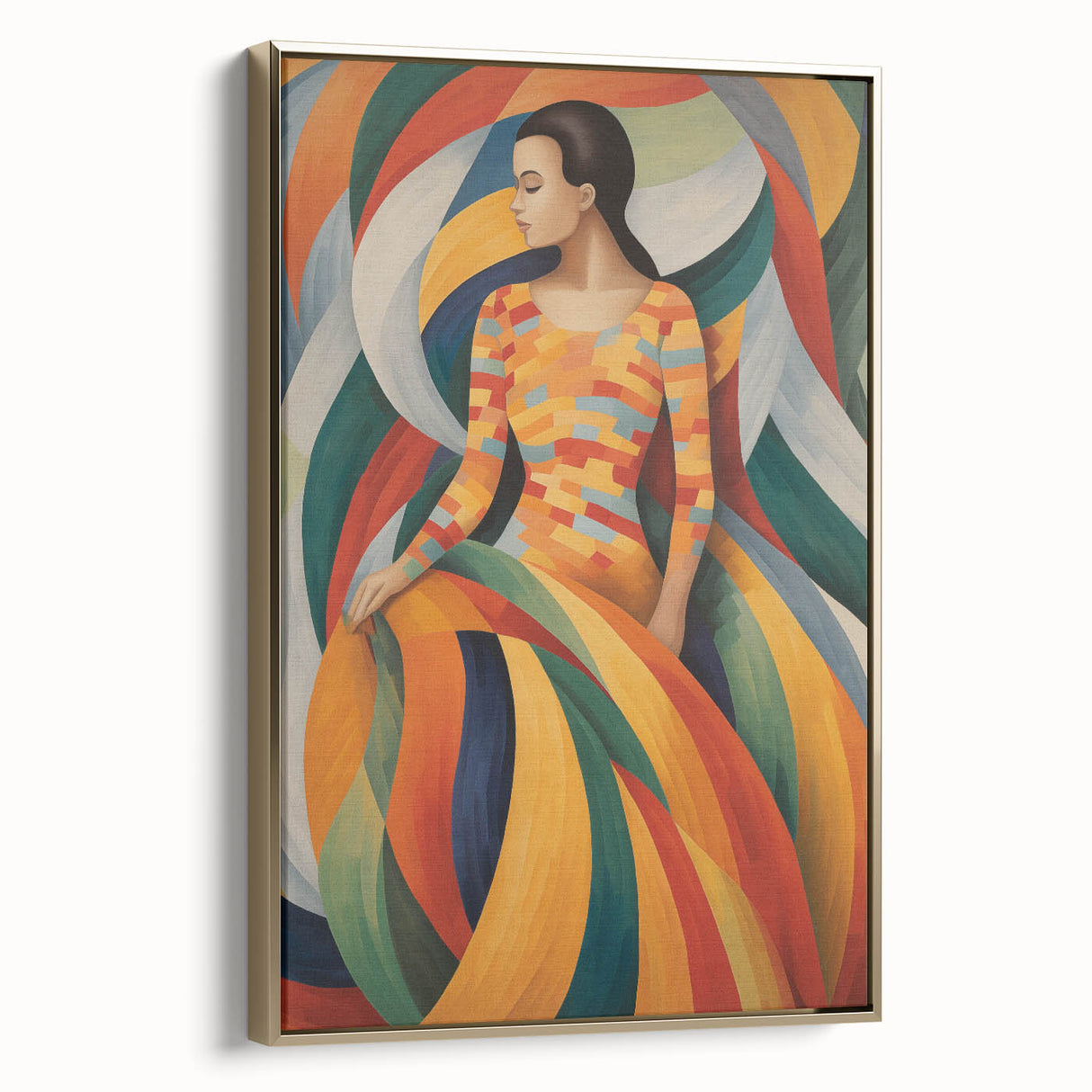Electric Wall Art – Vibrant Abstract Painting of Colorful Flowing Figures