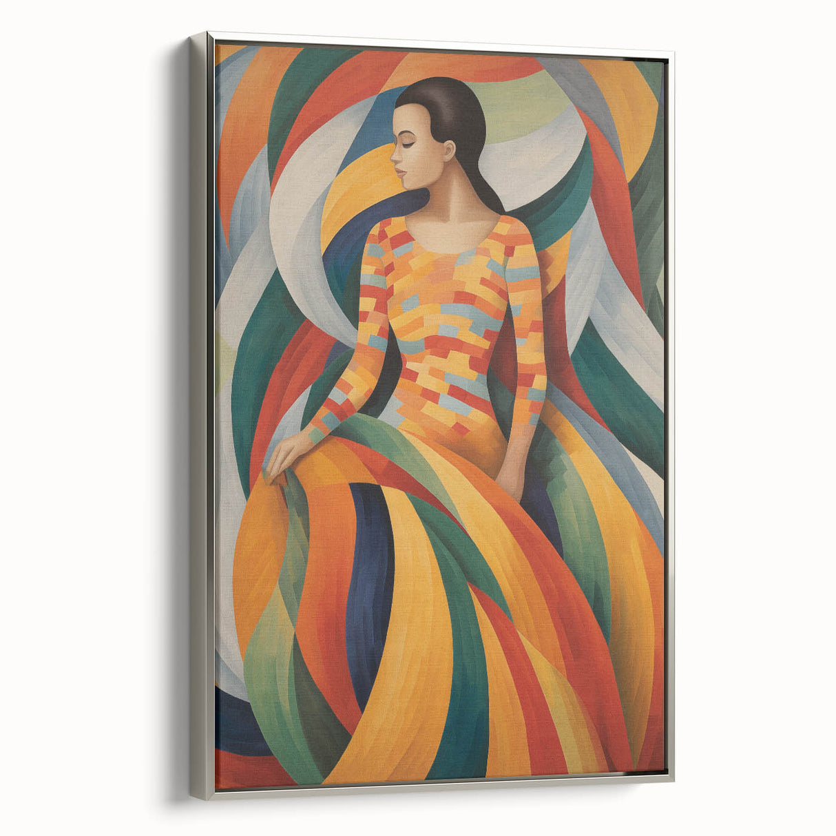 Electric Wall Art – Vibrant Abstract Painting of Colorful Flowing Figures