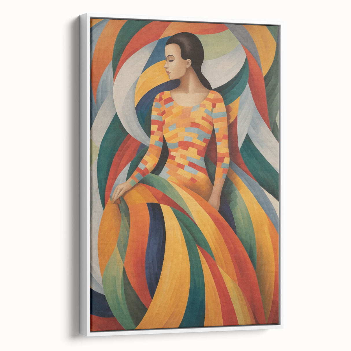 Electric Wall Art – Vibrant Abstract Painting of Colorful Flowing Figures