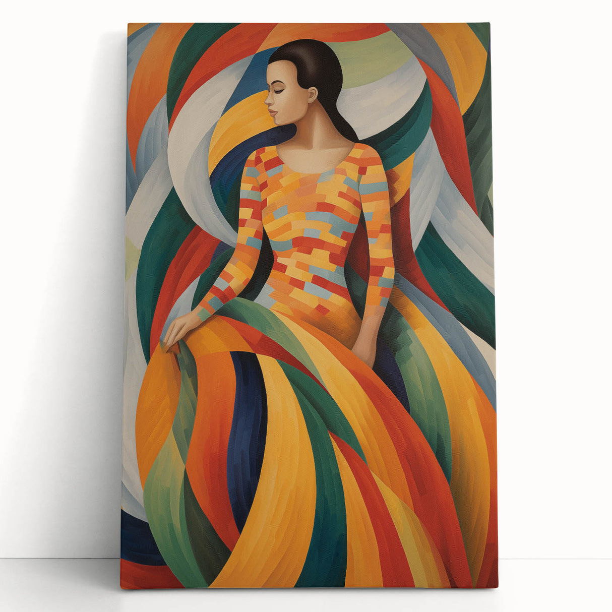 Electric Wall Art – Vibrant Abstract Painting of Colorful Flowing Figures