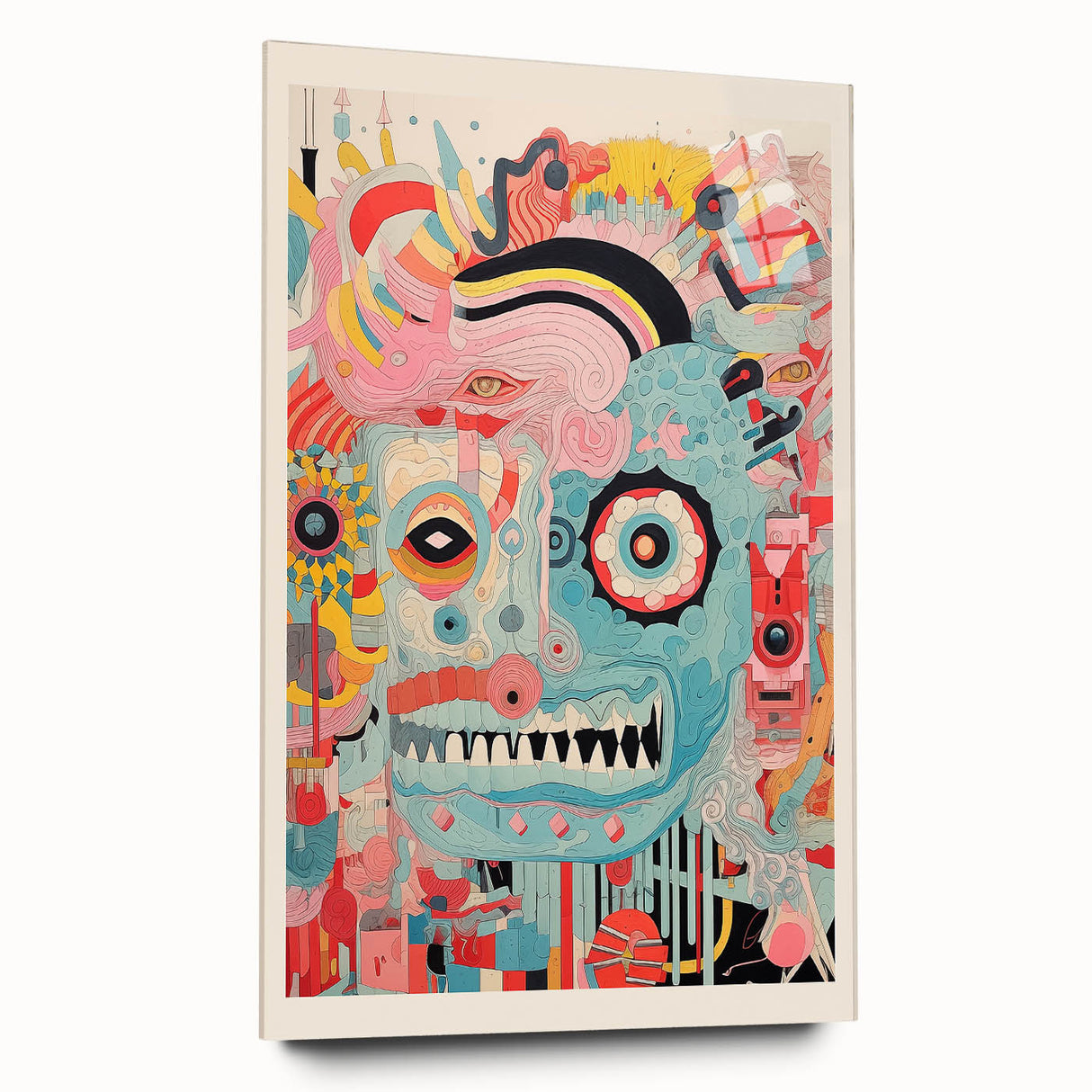 Abstract Electric Wall Art – Bold Vibrant Electric Monster Face Print