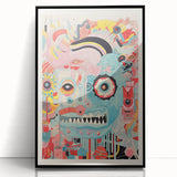 Abstract Electric Wall Art – Bold Vibrant Electric Monster Face Print