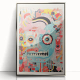 Abstract Electric Wall Art – Bold Vibrant Electric Monster Face Print