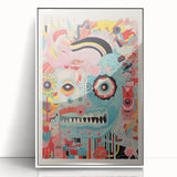 Abstract Electric Wall Art – Bold Vibrant Electric Monster Face Print