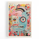 Abstract Electric Wall Art – Bold Vibrant Electric Monster Face Print