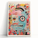 Abstract Electric Wall Art – Bold Vibrant Electric Monster Face Print