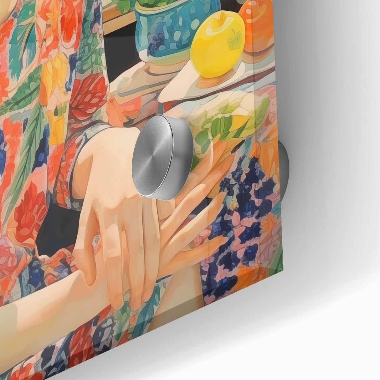 Electric Wall Art – Vibrant Floral Portrait Print of Woman in Garden