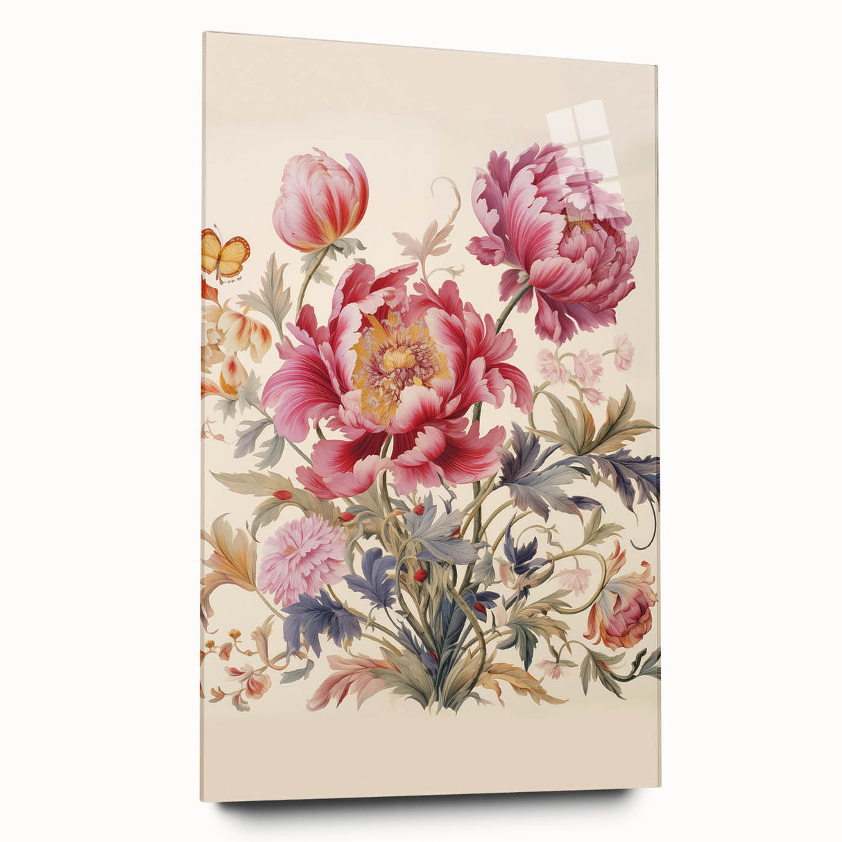 Electric Floral Wall Art – Vibrant Peony and Butterfly Electric Art Print
