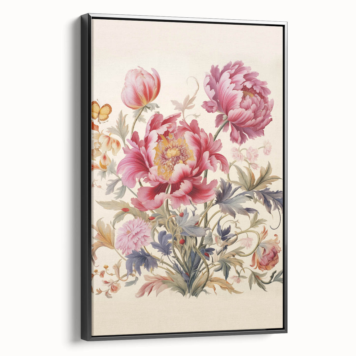 Electric Floral Wall Art – Vibrant Peony and Butterfly Electric Art Print