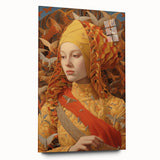 Electric Wall Art – Vibrant Portrait of Woman with Birds Electric Art Print