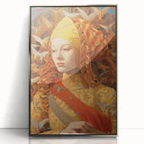 Electric Wall Art – Vibrant Portrait of Woman with Birds Electric Art Print