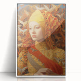 Electric Wall Art – Vibrant Portrait of Woman with Birds Electric Art Print