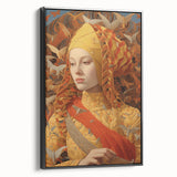 Electric Wall Art – Vibrant Portrait of Woman with Birds Electric Art Print