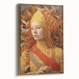 Electric Wall Art – Vibrant Portrait of Woman with Birds Electric Art Print