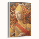 Electric Wall Art – Vibrant Portrait of Woman with Birds Electric Art Print