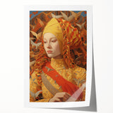 Electric Wall Art – Vibrant Portrait of Woman with Birds Electric Art Print