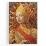 Electric Wall Art – Vibrant Portrait of Woman with Birds Electric Art Print