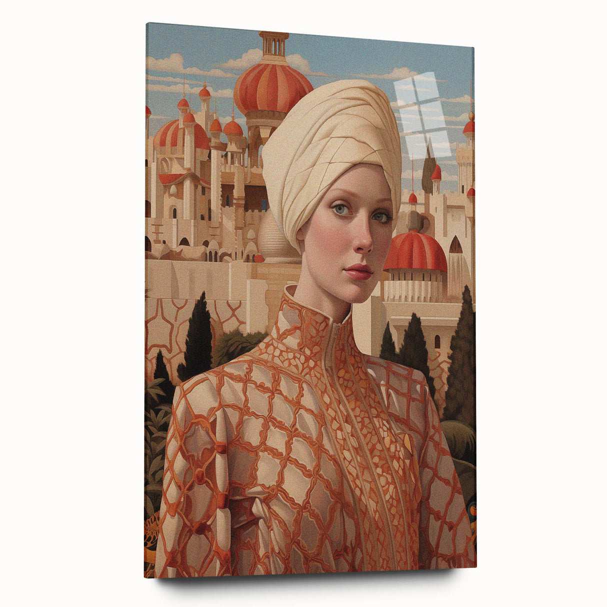 Electric Wall Art – Regal Portrait of Woman in Desert Palace Electric Print