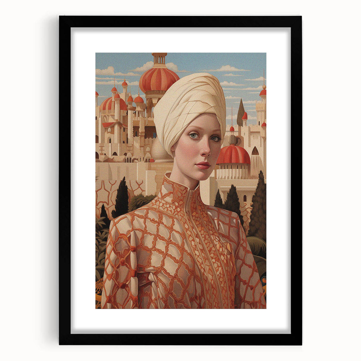 Electric Wall Art – Regal Portrait of Woman in Desert Palace Electric Print