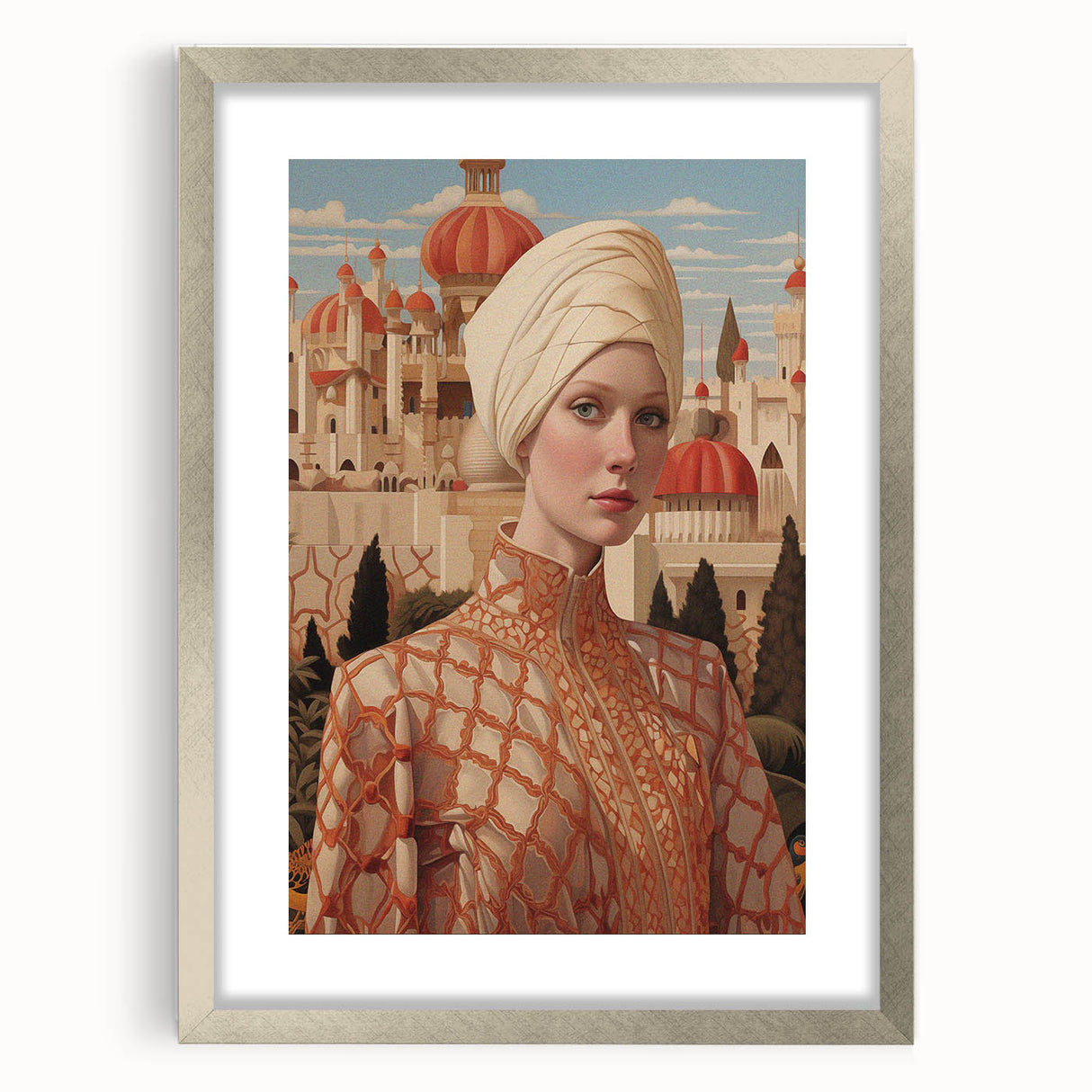 Electric Wall Art – Regal Portrait of Woman in Desert Palace Electric Print