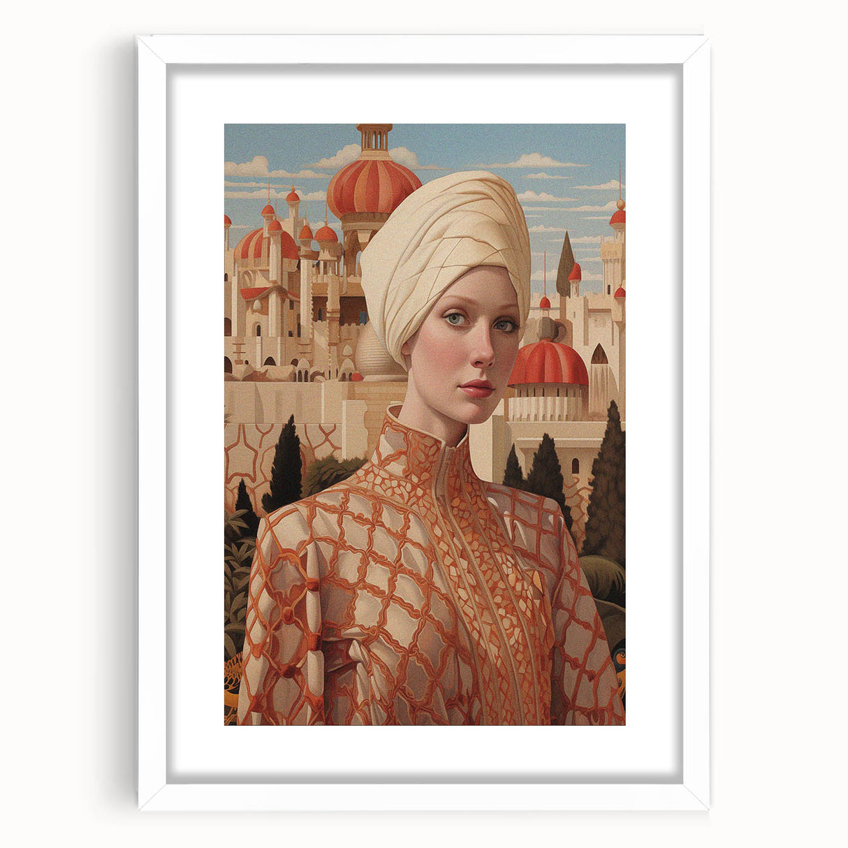 Electric Wall Art – Regal Portrait of Woman in Desert Palace Electric Print