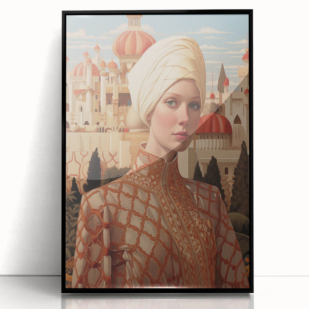 Electric Wall Art – Regal Portrait of Woman in Desert Palace Electric Print