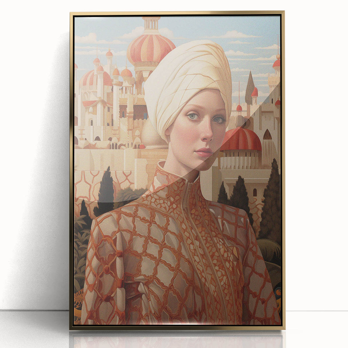 Electric Wall Art – Regal Portrait of Woman in Desert Palace Electric Print