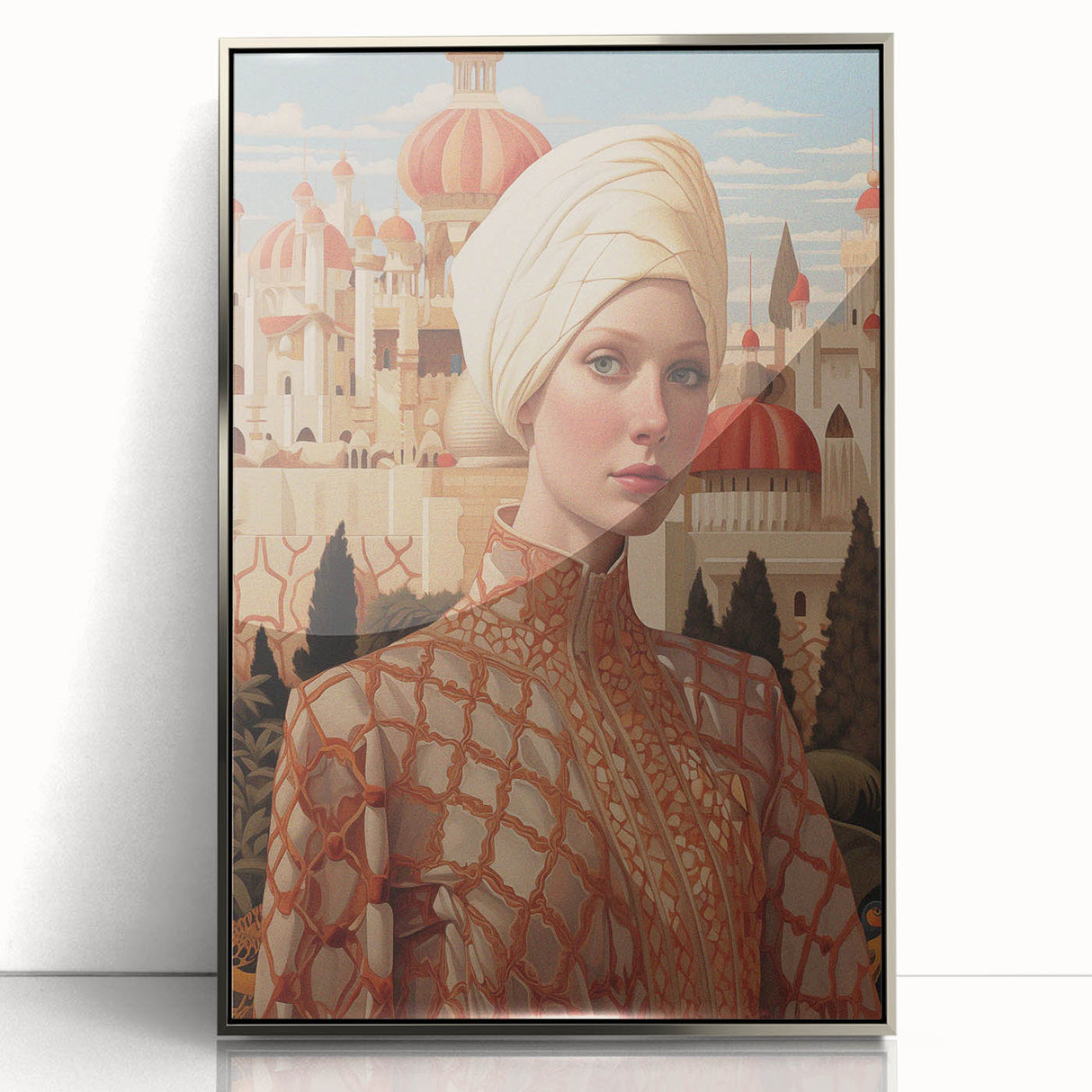 Electric Wall Art – Regal Portrait of Woman in Desert Palace Electric Print