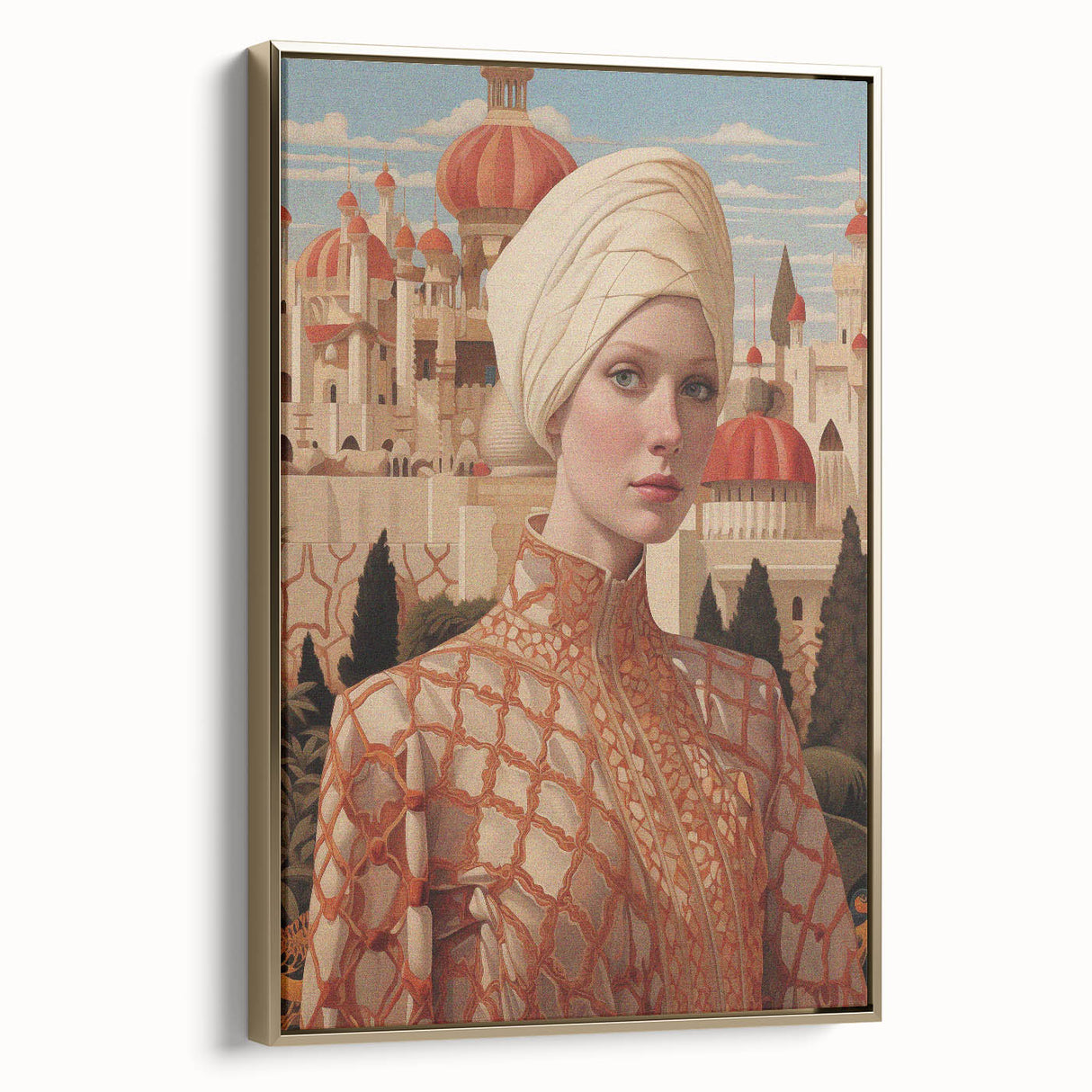 Electric Wall Art – Regal Portrait of Woman in Desert Palace Electric Print