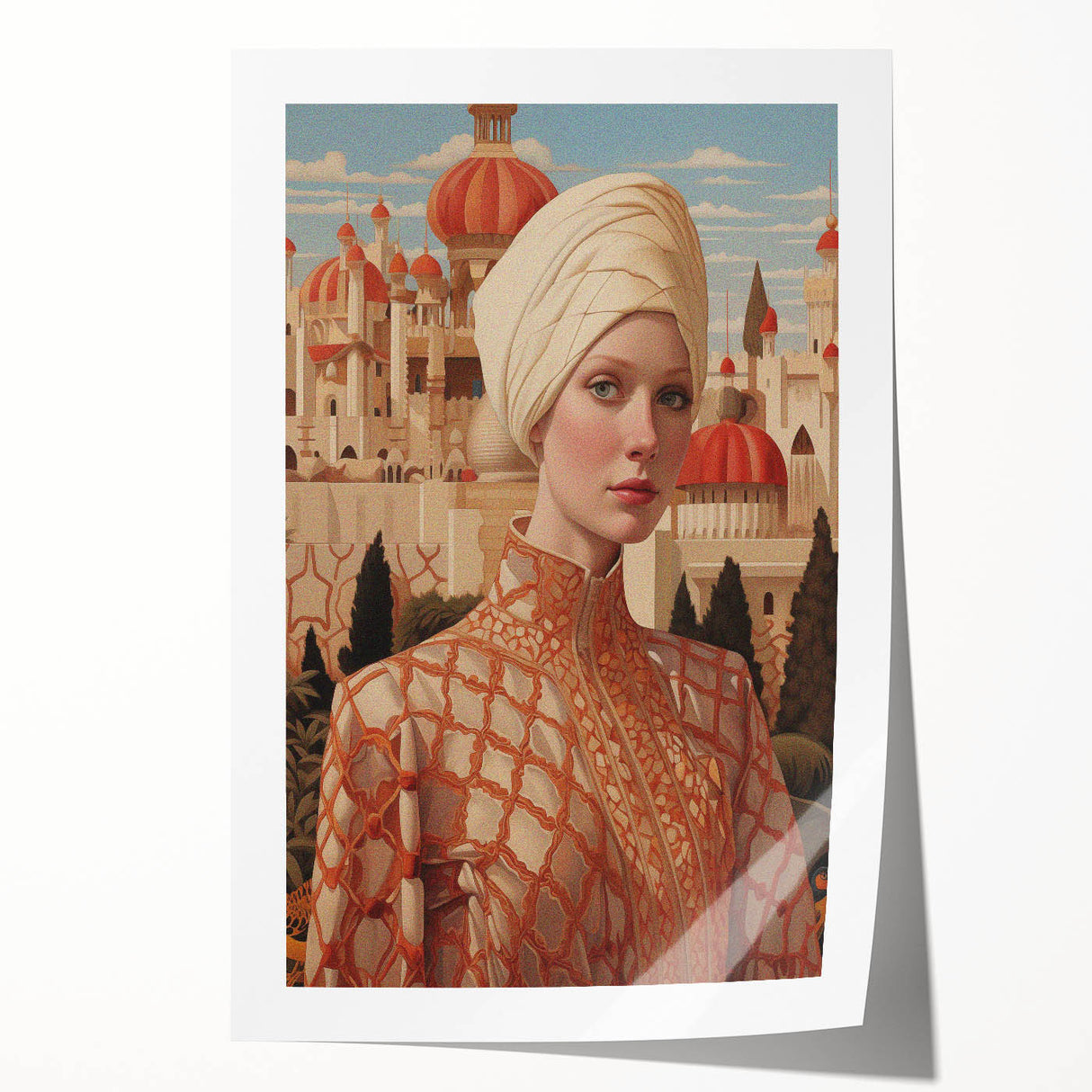 Electric Wall Art – Regal Portrait of Woman in Desert Palace Electric Print