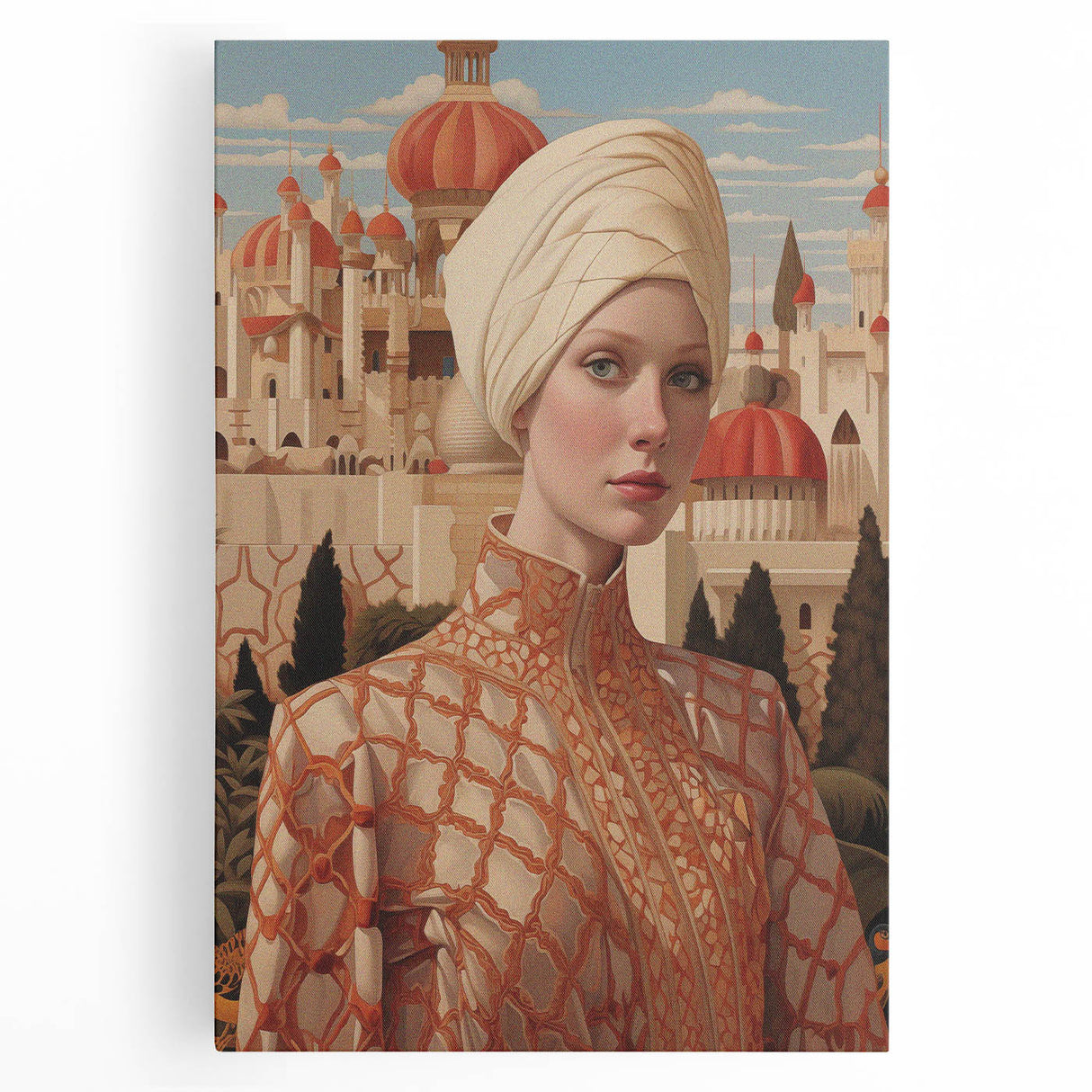 Electric Wall Art – Regal Portrait of Woman in Desert Palace Electric Print