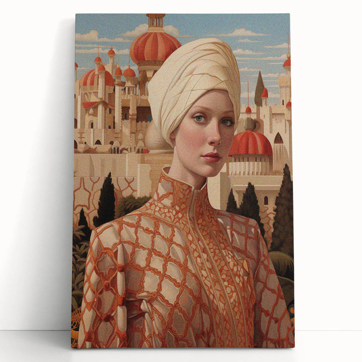 Electric Wall Art – Regal Portrait of Woman in Desert Palace Electric Print