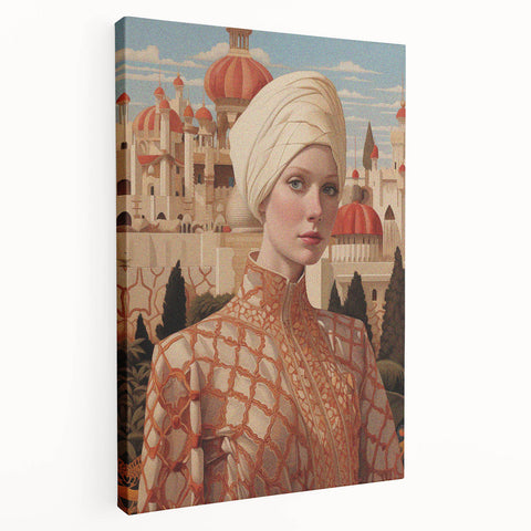 Electric Wall Art – Regal Portrait of Woman in Desert Palace Electric Print