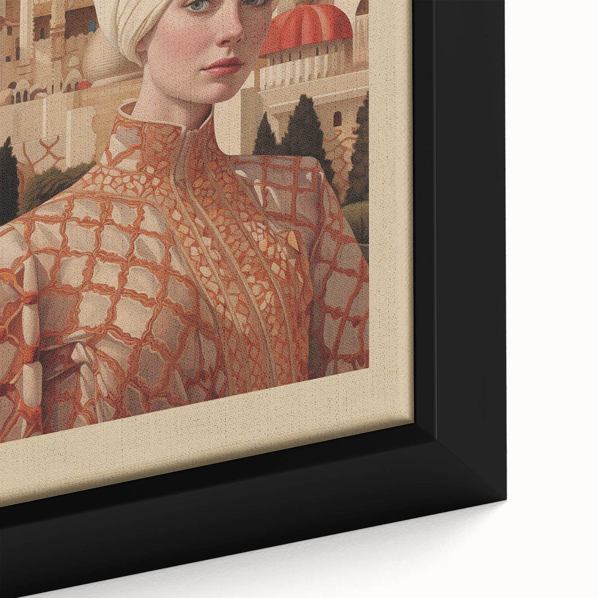 Electric Wall Art – Elegant Portrait of Woman in Palace Setting Electric Print