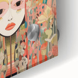 Electric Wall Art – Vibrant Abstract Floral Mask Electric Art Print