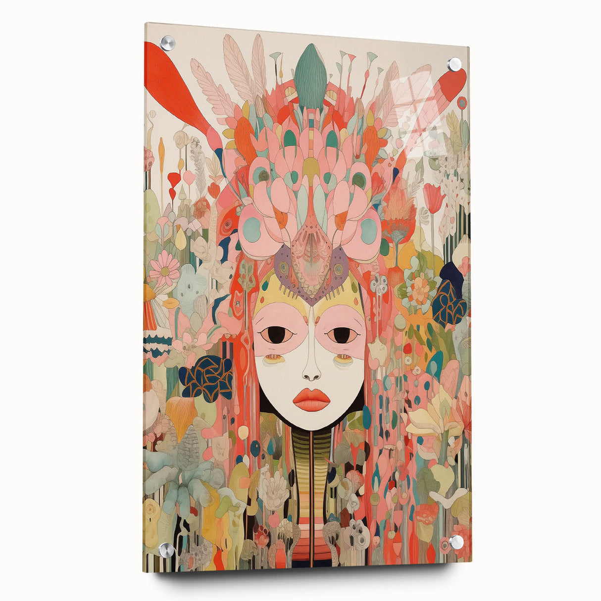 Electric Wall Art – Vibrant Abstract Floral Mask Electric Art Print