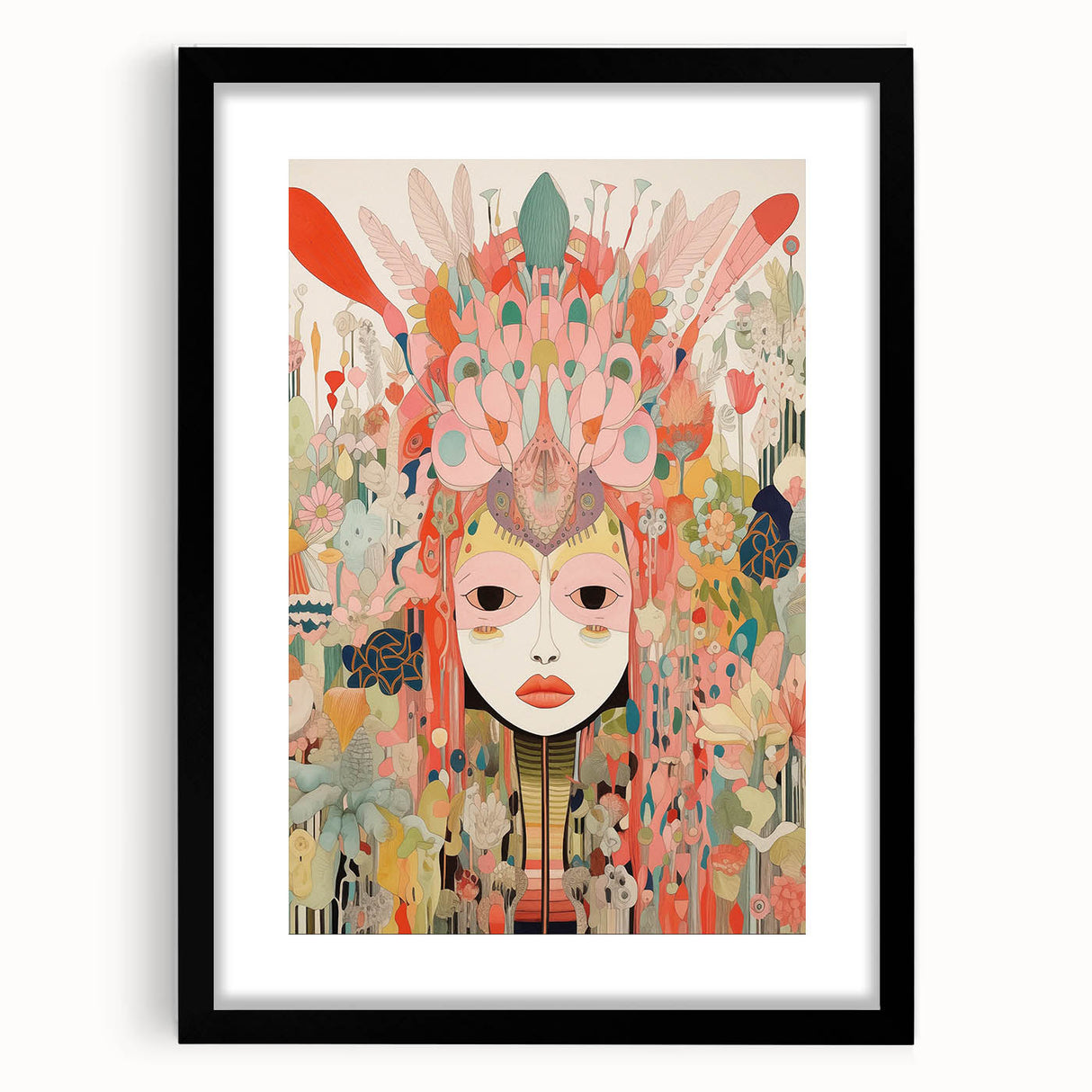 Electric Wall Art – Vibrant Abstract Floral Mask Electric Art Print