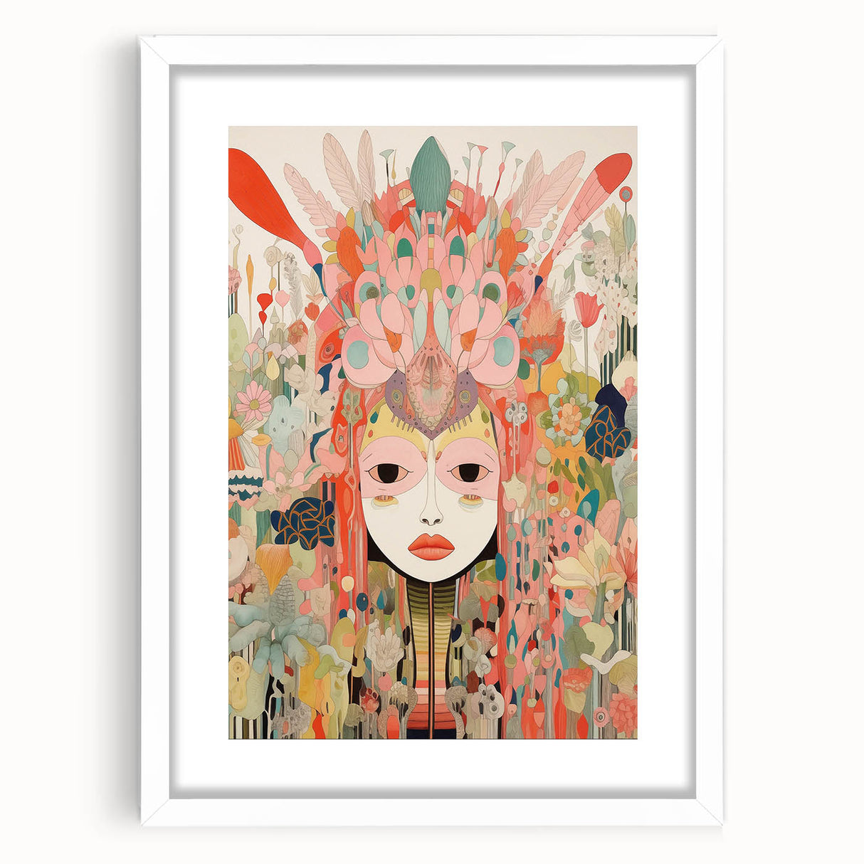 Electric Wall Art – Vibrant Abstract Floral Mask Electric Art Print
